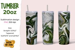 Skinny Tumbler sublimation 20oz.Green White fluid art, shine Product Image 1