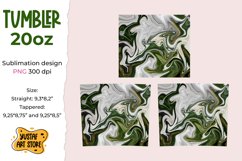 Skinny Tumbler sublimation 20oz.Green White fluid art, shine Product Image 2