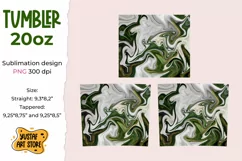 Skinny Tumbler sublimation 20oz.Green White fluid art, shine Product Image 2