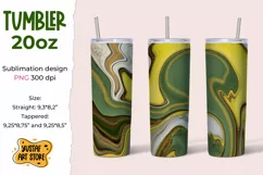 Skinny Tumbler sublimation 20oz.Green yellow paint fluid art Product Image 1