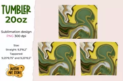 Skinny Tumbler sublimation 20oz.Green yellow paint fluid art Product Image 2