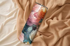 Peony Tumbler Wrap | Spring Floral Sublimation PNG Product Image 2
