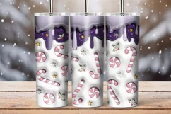 3D Inflated Candy Cane Tumbler Wrap | Christmas Tumbler PNG Product Image 2