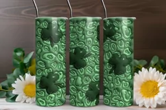 3D St. Patrick's Day Tumbler Wrap | Puff Shamrock PNG Product Image 2