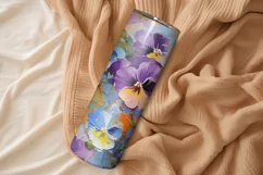 Pansy Tumbler Wrap | Spring Floral Sublimation PNG Product Image 2