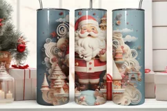 3D Santa Tumbler Wrap | Christmas Sublimation PNG Product Image 2