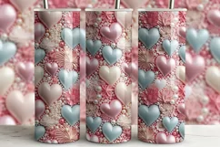 Valentine's Day Tumbler Wrap | 3D Hearts and Pearls PNG Product Image 3