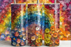 Floral Rainbow Tumbler Wraps | Colorful Mosaic Style Product Image 5