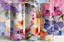 Pansy Tumbler Wrap | Spring Floral Sublimation PNG Product Image 3