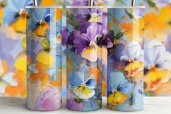 Pansy Tumbler Wrap | Spring Floral Sublimation PNG Product Image 3