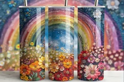 Floral Rainbow Tumbler Wraps | Colorful Mosaic Style Product Image 4