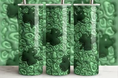 3D St. Patrick's Day Tumbler Wrap | Puff Shamrock PNG Product Image 3