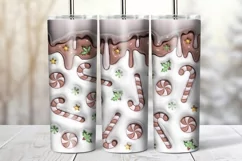 3D Inflated Candy Cane Tumbler Wrap | Christmas Tumbler PNG Product Image 2