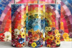 Floral Rainbow Tumbler Wraps | Colorful Mosaic Style Product Image 2