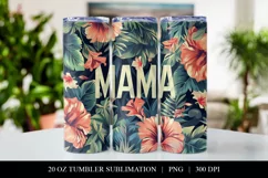 Floral Tumbler Design, 20 oz Mama Sublimation PNG Product Image 1