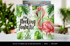 Flamingo Tumbler Design, 20oz Flocking Fantastic Tumbler PNG Product Image 1