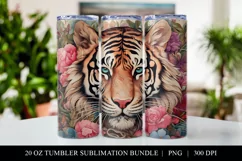 Premium Quality Tiger 20 oz Skinny Tumbler Sublimation PNG Product Image 1