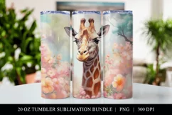 Giraffe 20 oz Skinny Tumbler Sublimation PNG Product Image 1