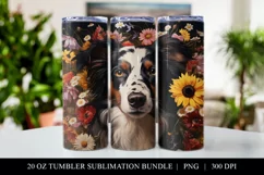 Australian Shepherd 20 oz Skinny Tumbler Sublimation PNG Product Image 1