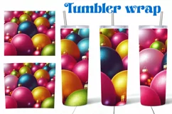 Tumbler Mock Up Tapered 9.3''x8.2'' Colorful Christmas baubles Sublimation design