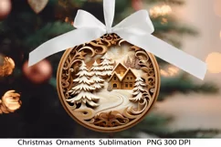 Christmas Ornament PNG. 3D Christmas .Wooden Sublimation. Product Image 1