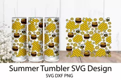Summer Tumbler. Summer SVG. Bee and Honey. Tumbler Wrap SVG. Product Image 1