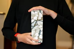 3D White Flowers Tumbler Wrap | Seamless Carved Look PNG Product Image 2