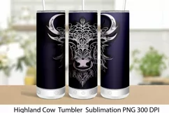 Highland Cow Tumbler Wrap. Tumbler Wrap 20 oz Sublimation. Product Image 1
