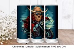 Christmas Tumbler Wrap Sublimation. Christmas Highland Cow. Product Image 1