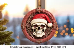 Christmas Ornament PNG. Christmas Wood Carving. Scull Png. Product Image 1