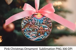 Pink Christmas Ornament PNG. Christmas Quilling Png. Product Image 1