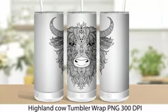 Highland Cow Tumbler Wrap. Tumbler Wrap 20 oz Sublimation. Product Image 1