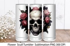 Flower Scull Tumbler. Sunflower Sublimation. Tumbler Wrap Product Image 1