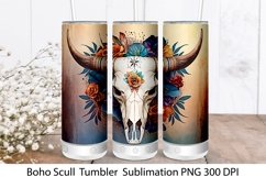 Boho Scull Tumbler Sublimation. Tumbler Wrap 20 oz Product Image 1