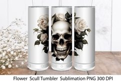 Flower Scull Tumbler. Sunflower Sublimation. Tumbler Wrap Product Image 1