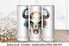 Highland Cow Scull Tumbler Sublimation. Tumbler Wrap 20 oz Product Image 1