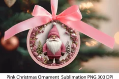 Pink Christmas Ornament PNG. Christmas Gnome Png. Product Image 1