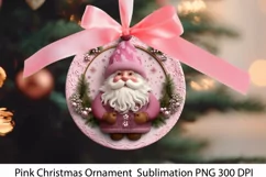 Pink Christmas Ornament PNG. Christmas Gnome Png. Product Image 1