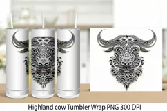 Highland Cow Tumbler Wrap. Tumbler Wrap 20 oz Sublimation. Product Image 1
