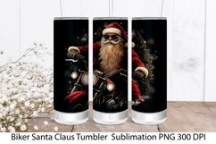 Christmas Tumbler Wrap Sublimation. Santa Biker PNG. Product Image 1