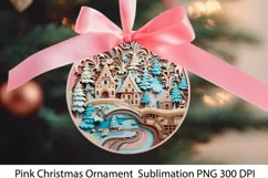 Pink Christmas Ornament PNG. Christmas Quilling Png. Product Image 1