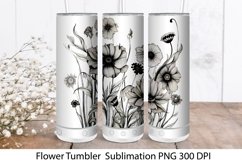 Flower Tumbler. Sunflower Sublimation. Tumbler Wrap PNG. Product Image 1