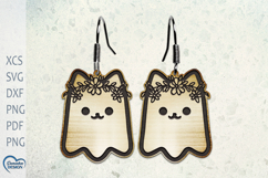 Earrings Laser Cut. Cat Ghost Laser Cut. Halloween Laser Cut Product Image 1