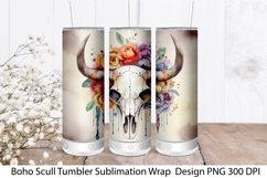 Boho Scull Tumbler Sublimation. Tumbler Wrap 20 oz Product Image 1