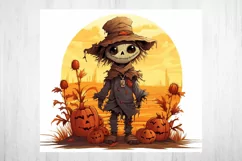 Fall Scarecrow 20 oz Skinny Tumbler PNG. Cute Scarecrow. Product Image 2
