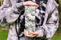 3D White Flowers Tumbler Wrap | Seamless Carved Look PNG Product Image 3