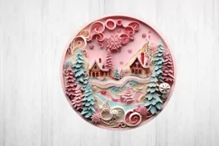 Pink Christmas Ornament PNG. Christmas Quilling Png. Product Image 2