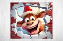 Christmas Tumbler Wrap Sublimation. Christmas Highland cow. Product Image 2