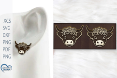 Highland Cow Earrings Laser Cut. Highland cow engraved. Product Image 1