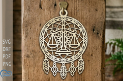 Dream Catcher Laser Cut. Libra Zodiac Sign . Product Image 1